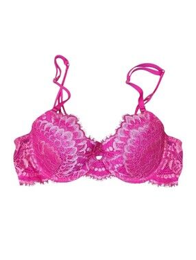 La Senza Hot Pink Strappy Lace Demi Bra (34B)
